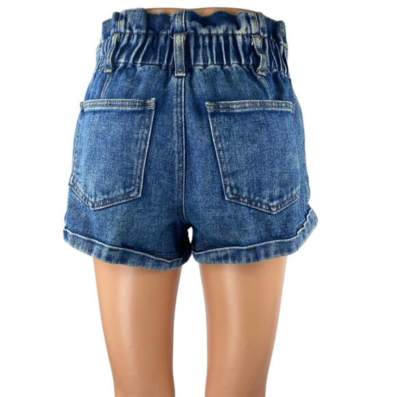 Pacsun Women's Blue High Waisted Elasitc Paperbag Mom Denim Jean Shorts Size 26 - Picture 3 of 5
